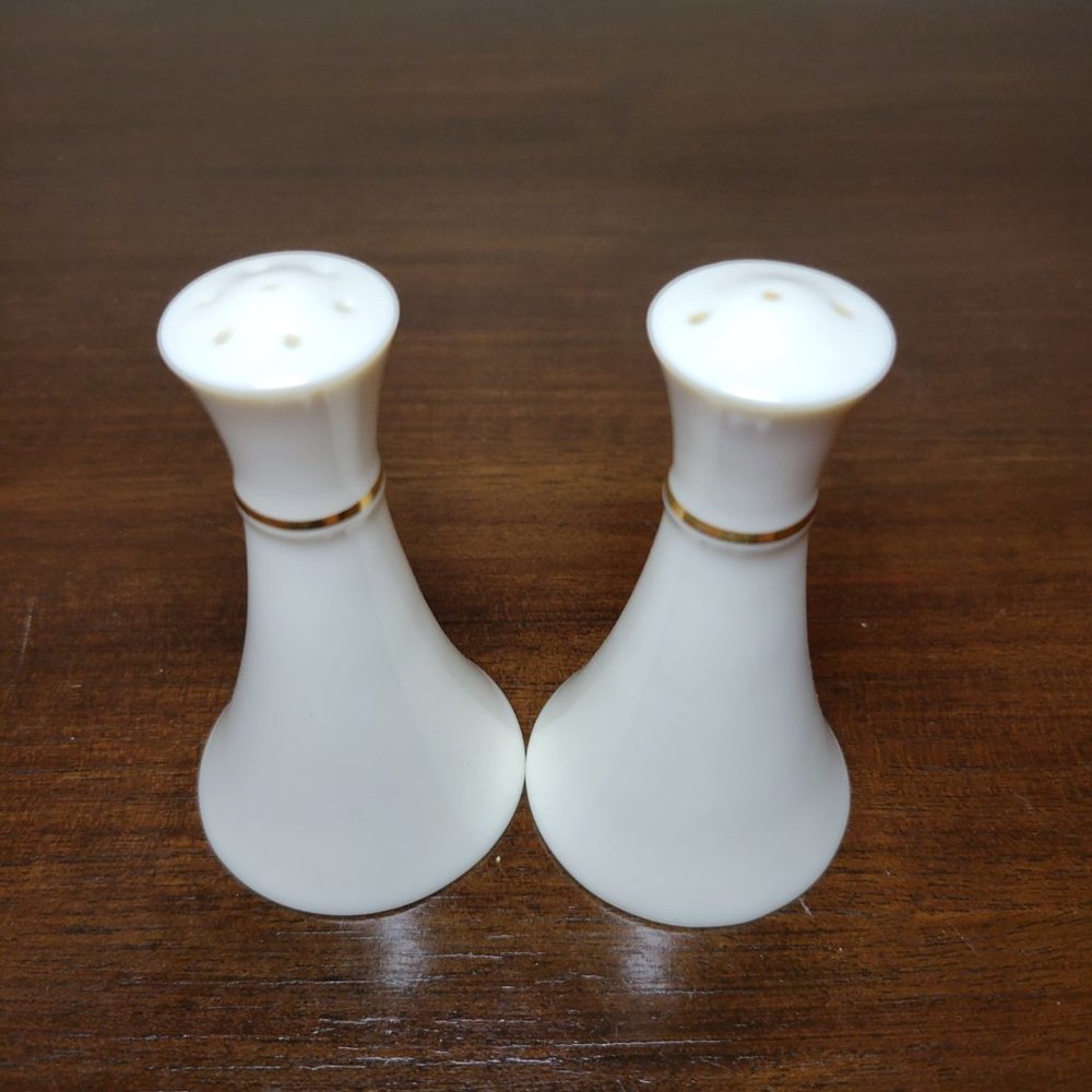 Vintage Lenox Salt and Pepper Shakers with a Gold Band 3.5"